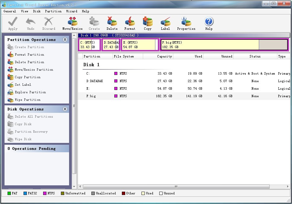 Resize disk partition server