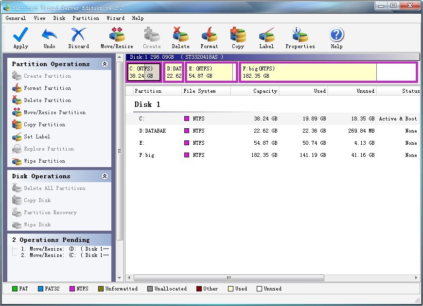 Resize partition on server