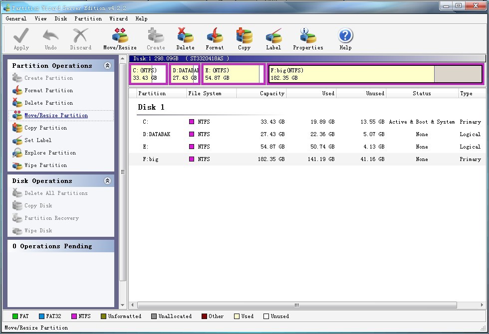 Resize a server partition