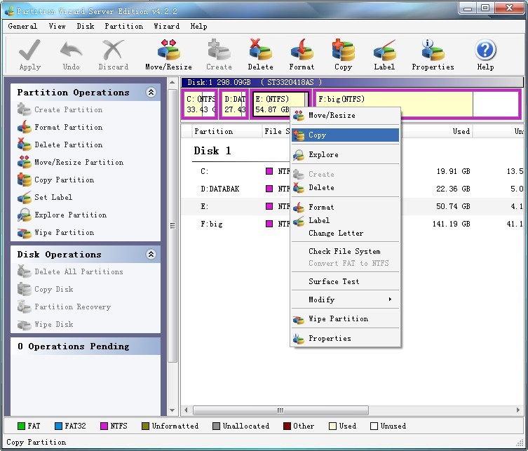 Server partition resize