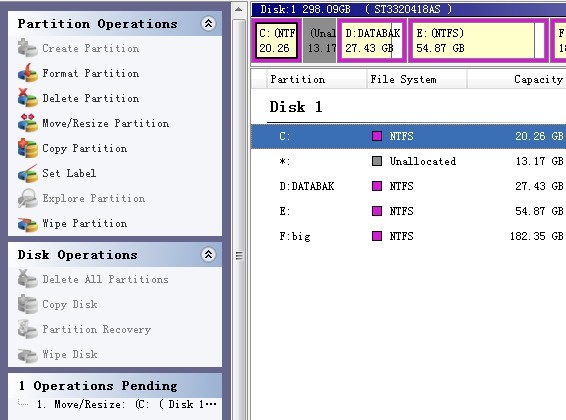 Server resize system partition