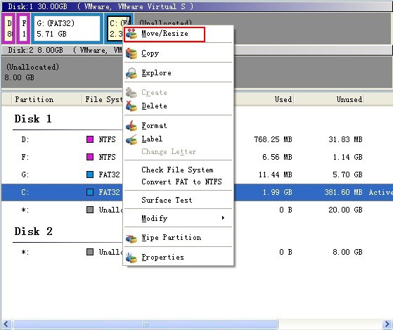 System partition resize