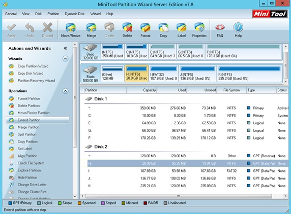 Extend Windows Server 2012 GPT partition