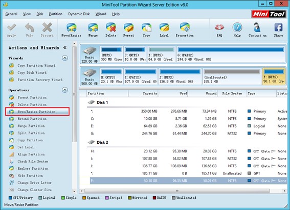 Resize Windows Server 2012 GPT partition