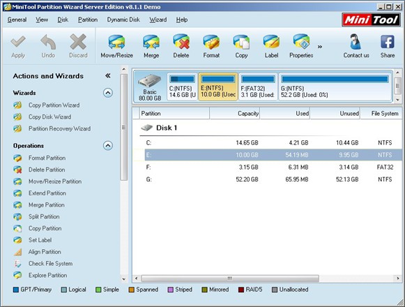 Server 2003 partition resize safely