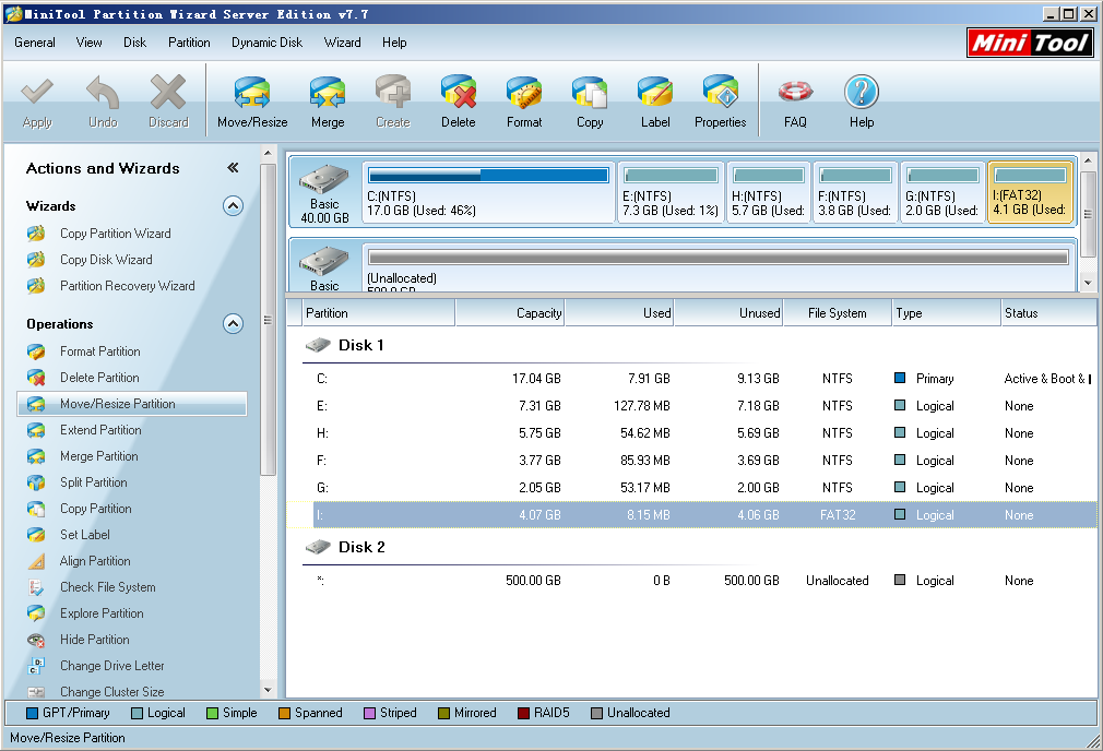 Windows Server 2003 partition resize