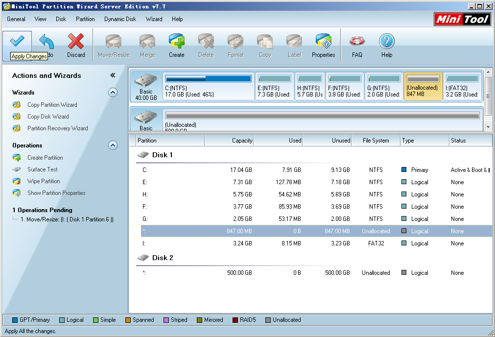 Windows Server 2003 partition resize2