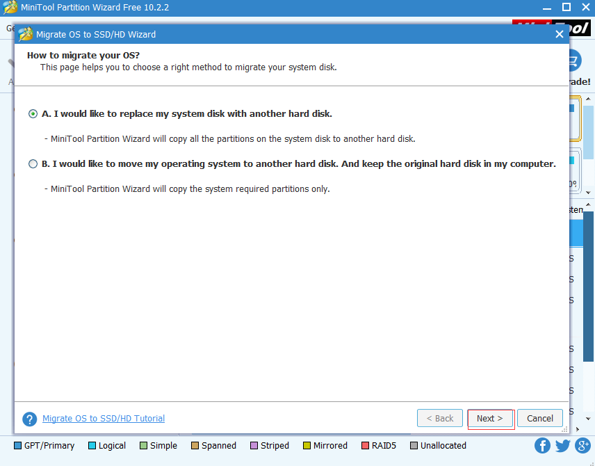 choose a right migration method and click Next
