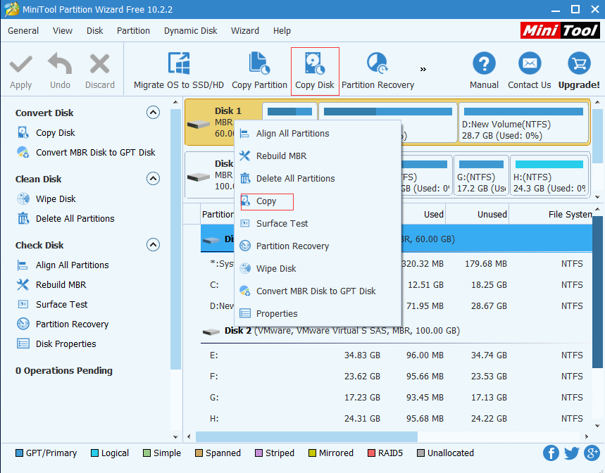 choose the disk needed to be migrated