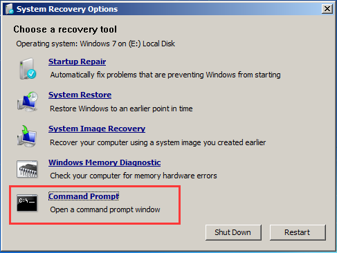 click Command Prompt