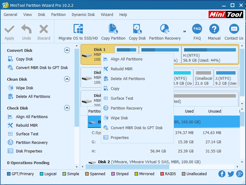 select the target disk and choose Rebuild MBR