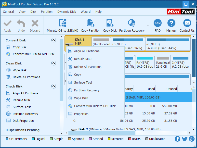 select the disk which has lost partition and choose Partition Recovery