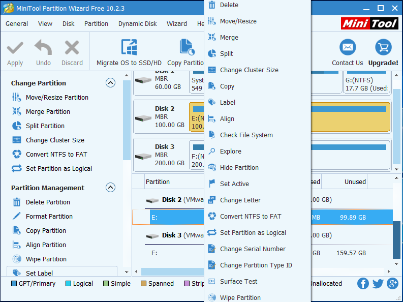 select the partition and choose Copy from the context menu