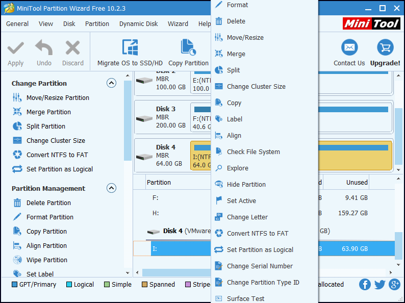 select the SD card and choose Format from the context menu