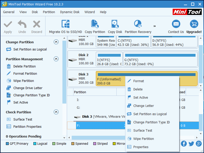 select the raw hard drive and choose Format to continue